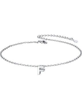 Letter F Initial Bracelet 925 Sterling Silver Letter Bracelet Dainty